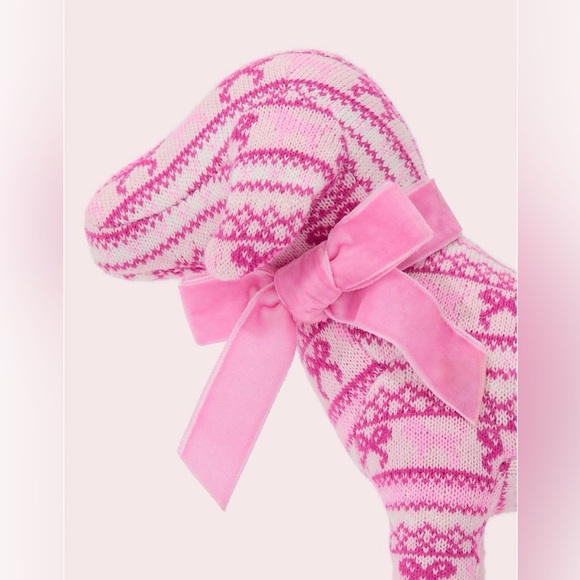 VS PINK X LOVESHACKFANCY MEDIUM DISPLAY STUFFED KNIT DOG PUP PRETTY FAIRISLE NIB - Picture 3 of 4